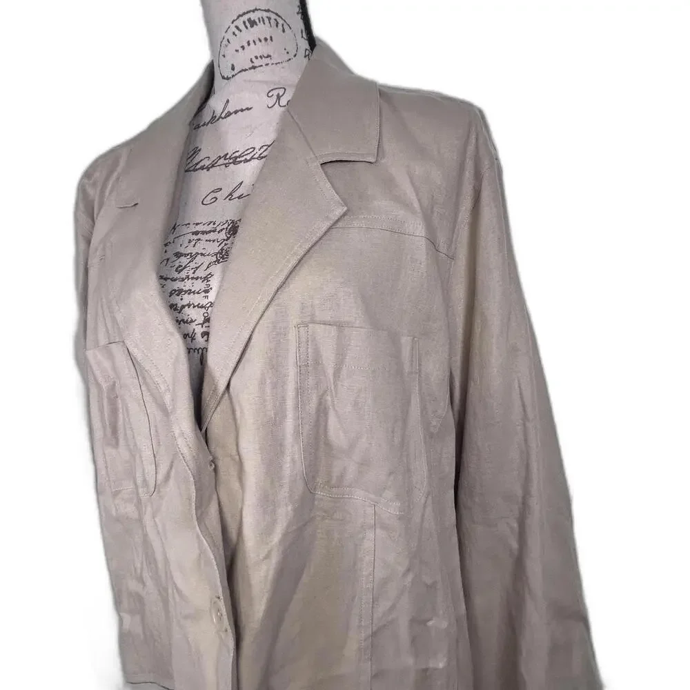 Merona Khaki Linen‎ Blazer Women's 24W